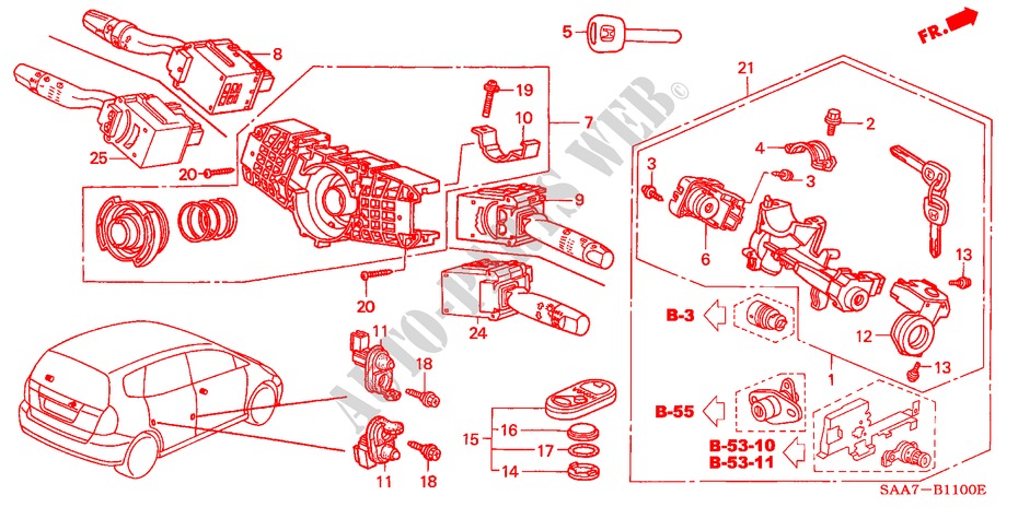 KOMBISCHALTER für Honda JAZZ 1.2S 5 Türen 5 gang-Schaltgetriebe 2002