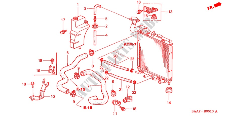 KUEHLERSCHLAUCH/RESERVETANK für Honda JAZZ 1.2S 5 Türen 5 gang-Schaltgetriebe 2002