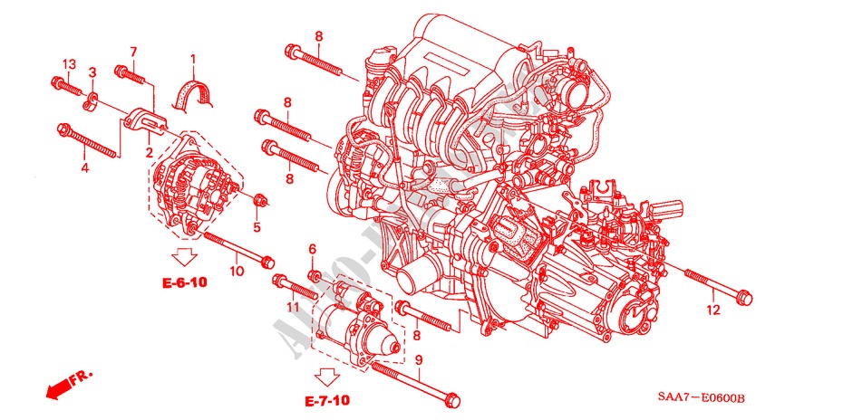 LICHTMASCHINEN STREBE für Honda JAZZ 1.2S 5 Türen 5 gang-Schaltgetriebe 2002