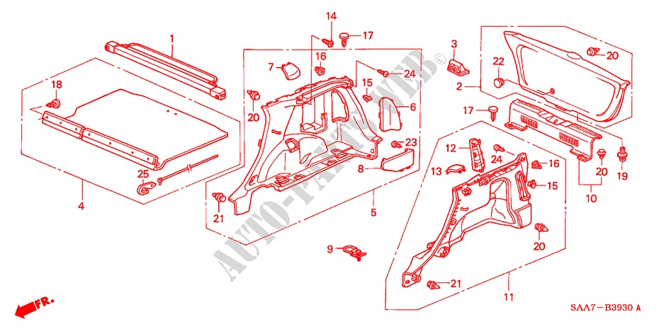 SEITENVERKLEIDUNG/ HECKKLAPPENVERKLEIDUNG für Honda JAZZ 1.2S 5 Türen 5 gang-Schaltgetriebe 2002