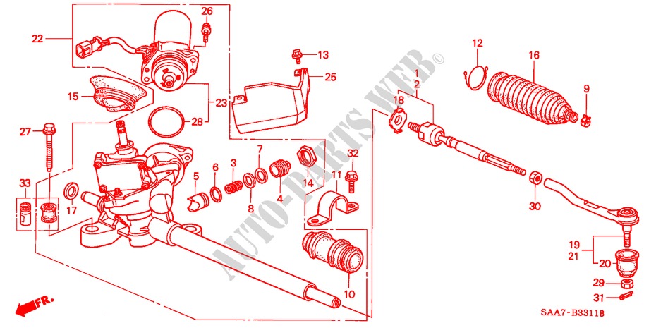 SERVOLENKGETRIEBE(EPS) (RH) für Honda JAZZ 1.2S 5 Türen 5 gang-Schaltgetriebe 2002