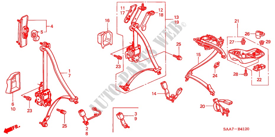 SITZGURTE für Honda JAZZ 1.2S 5 Türen 5 gang-Schaltgetriebe 2002