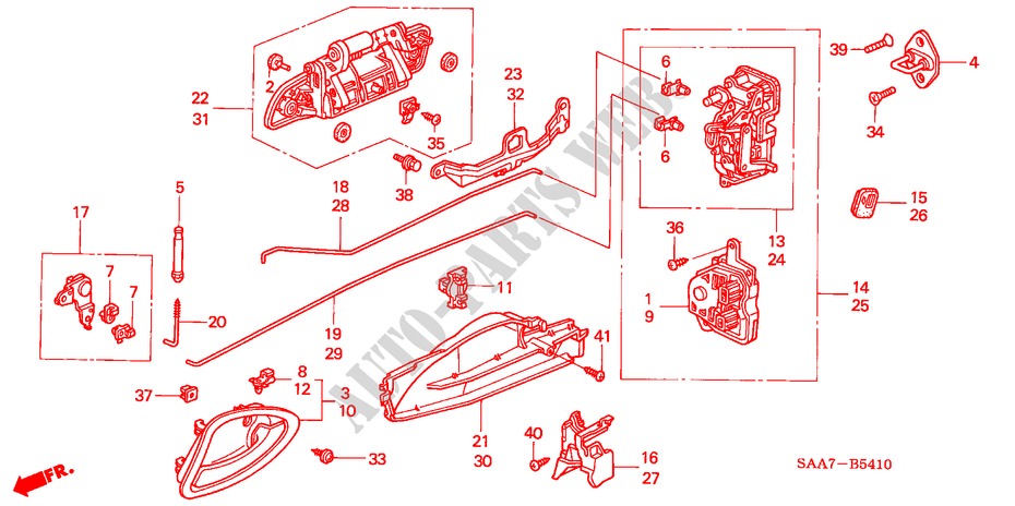 TUERSCHLOSS, HINTEN/AEUSSERER GRIFF(1) für Honda JAZZ 1.2S-W 5 Türen 5 gang-Schaltgetriebe 2003
