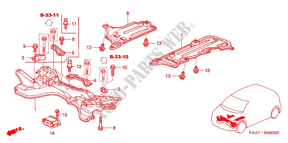 VORDERER HILFSRAHMEN für Honda JAZZ 1.4LS 5 Türen 5 gang-Schaltgetriebe 2003