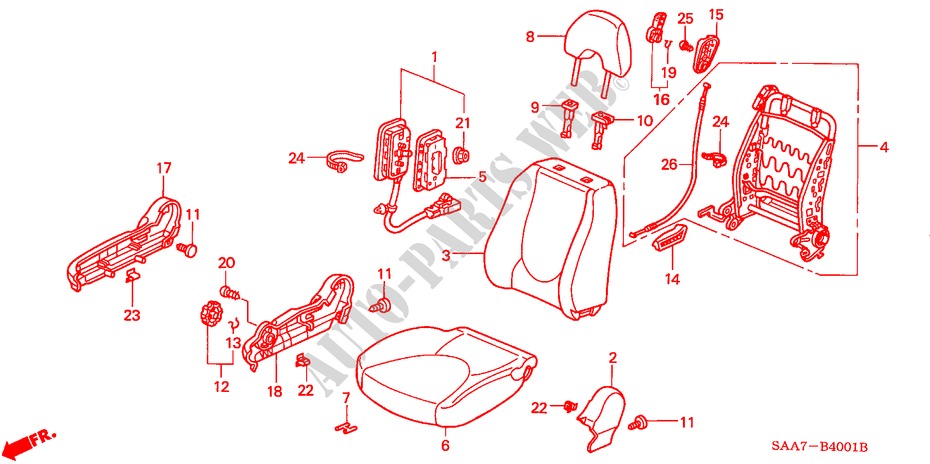 VORDERSITZ(R.) für Honda JAZZ 1.2S 5 Türen 5 gang-Schaltgetriebe 2002
