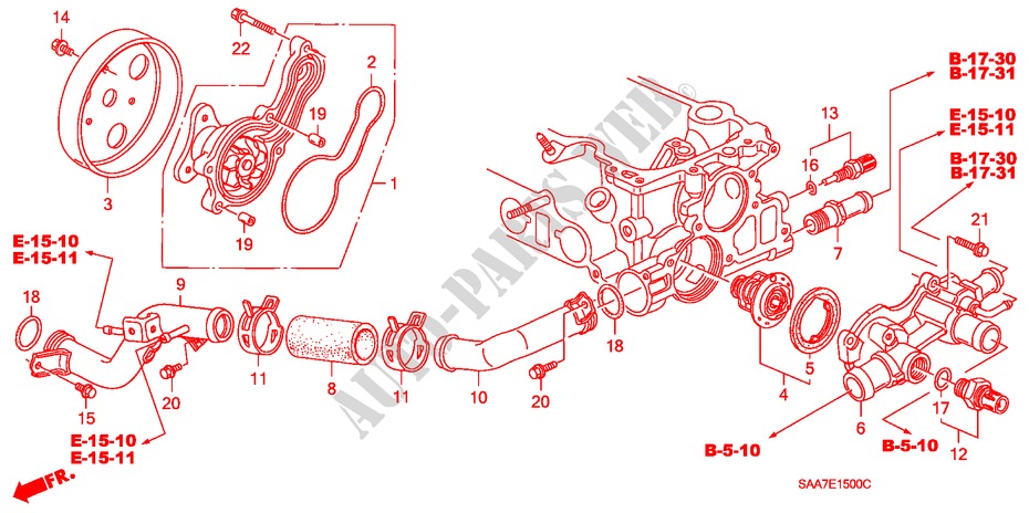 WASSERPUMPE für Honda JAZZ 1.2S 5 Türen 5 gang-Schaltgetriebe 2002