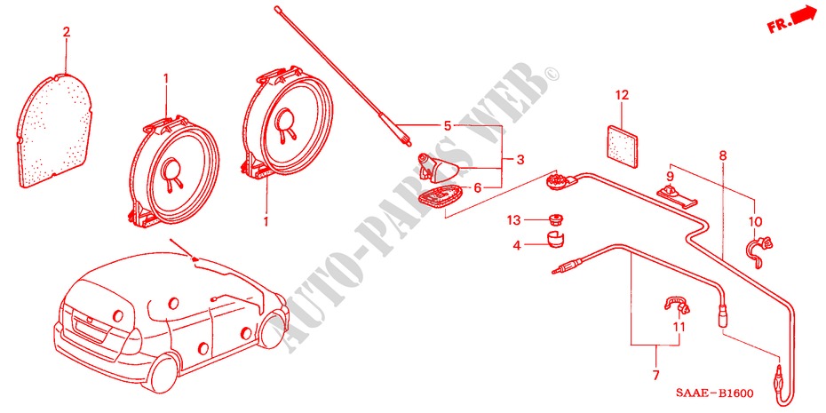 ANTENNE/LAUTSPRECHER(LH) für Honda JAZZ 1.2 LS 5 Türen 5 gang-Schaltgetriebe 2004