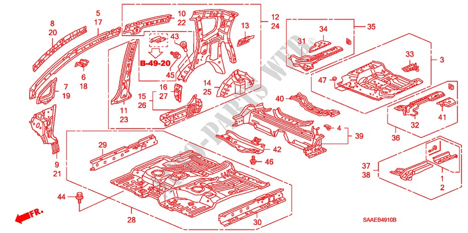 BODEN/INNENBLECHE für Honda JAZZ 1.2 ES 5 Türen 5 gang-Schaltgetriebe 2004