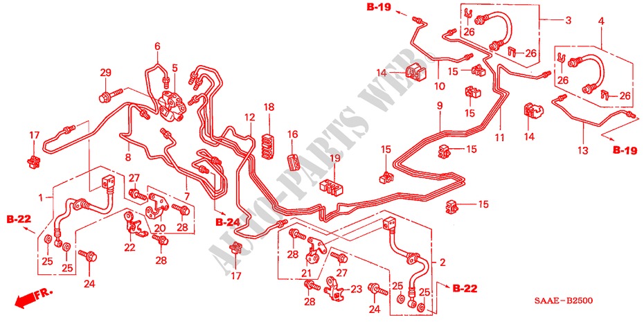 BREMSLEITUNGEN(LH) für Honda JAZZ 1.3 LS 5 Türen 5 gang-Schaltgetriebe 2005