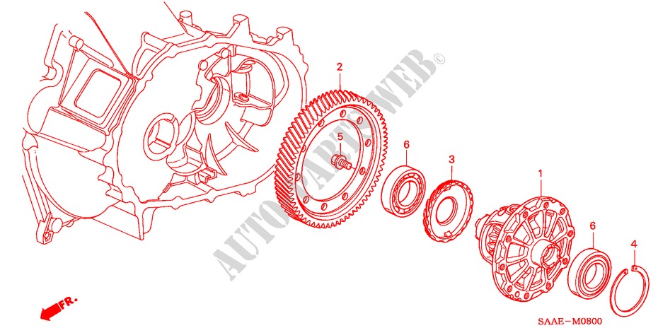 DIFFERENTIAL für Honda JAZZ 1.3 LS 5 Türen 5 gang-Schaltgetriebe 2005