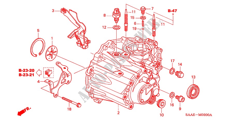GETRIEBEGEHAEUSE für Honda JAZZ 1.3 LS 5 Türen 5 gang-Schaltgetriebe 2005
