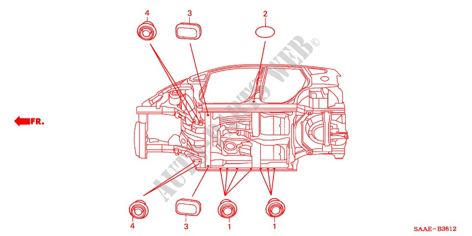 GUMMITUELLE(UNTER) für Honda JAZZ 1.3 LS 5 Türen 5 gang-Schaltgetriebe 2005