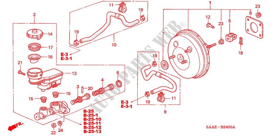 HAUPTBREMSZYLINDER/ MASTER POWER(1) für Honda JAZZ 1.2 S 5 Türen 5 gang-Schaltgetriebe 2004