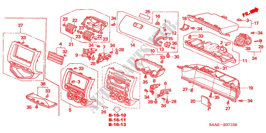 INSTRUMENTENBRETT(BEIFAHRERSEITE) (LH) für Honda JAZZ 1.3 LS 5 Türen 5 gang-Schaltgetriebe 2005