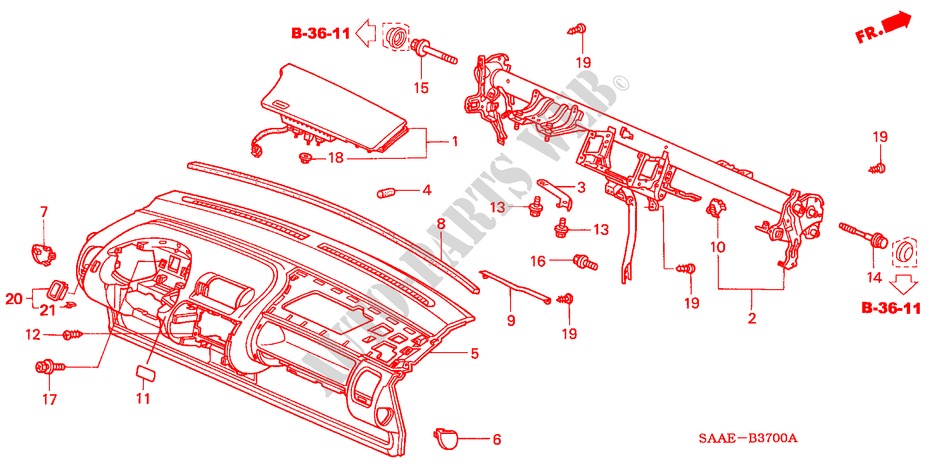 INSTRUMENTENBRETT(LH) für Honda JAZZ 1.3 LS 5 Türen 5 gang-Schaltgetriebe 2005
