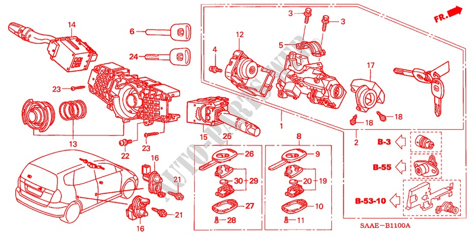 KOMBISCHALTER(LH) für Honda JAZZ 1.3 LS 5 Türen 5 gang-Schaltgetriebe 2005