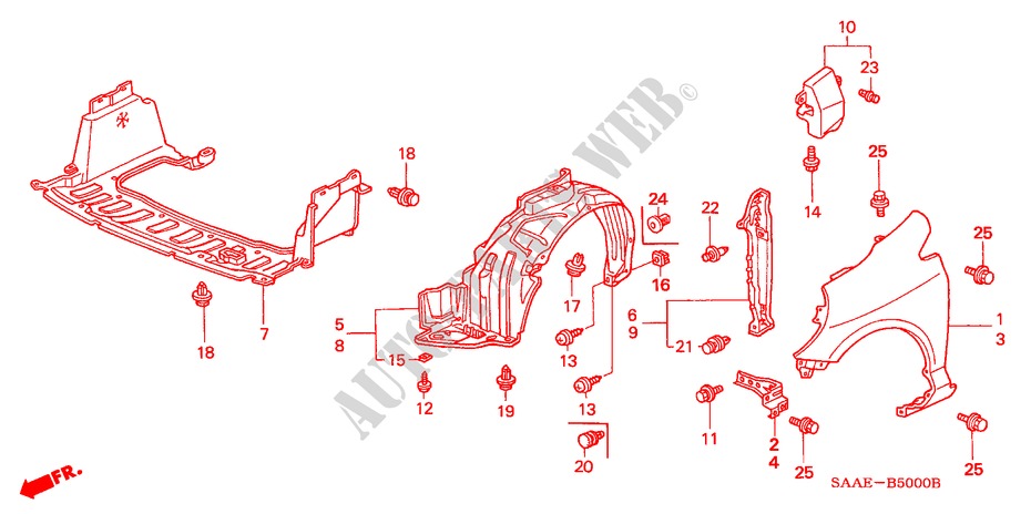 KOTFLUEGEL, VORNE für Honda JAZZ 1.3 LS 5 Türen 5 gang-Schaltgetriebe 2005