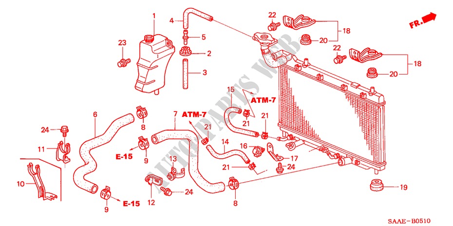 KUEHLERSCHLAUCH/RESERVETANK für Honda JAZZ 1.3 LS 5 Türen 5 gang-Schaltgetriebe 2005