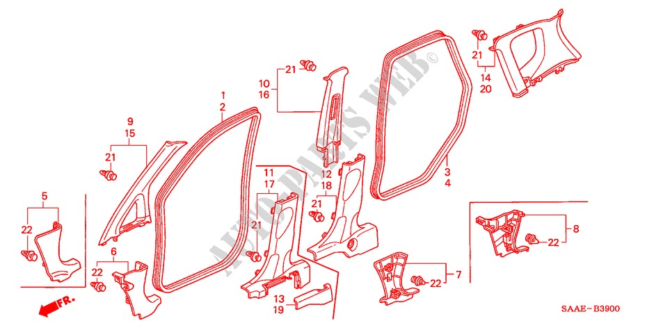SAEULENZIERSTUECK für Honda JAZZ 1.4 SE 5 Türen 5 gang-Schaltgetriebe 2004