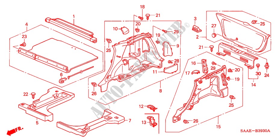 SEITENVERKLEIDUNG/ HECKKLAPPENVERKLEIDUNG für Honda JAZZ 1.2 S-N 5 Türen 5 gang-Schaltgetriebe 2005