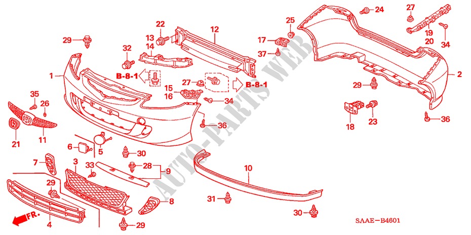 STOSSFAENGER('05) für Honda JAZZ S4ES 5 Türen 5 gang-Schaltgetriebe 2005