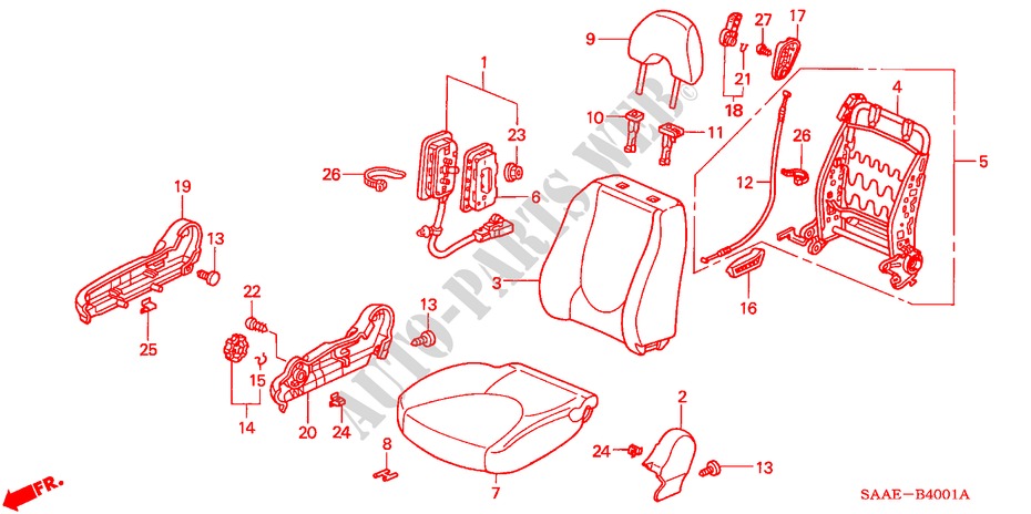 VORDERSITZ(R.) für Honda JAZZ 1.4 ES 5 Türen 5 gang-Schaltgetriebe 2005