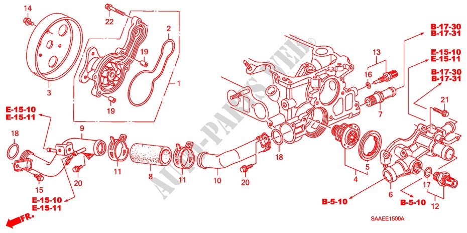 WASSERPUMPE für Honda JAZZ 1.4 LS 5 Türen 5 gang-Schaltgetriebe 2005