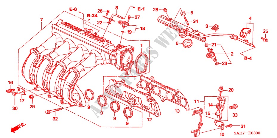 ANSAUGKRUEMMER(1) für Honda JAZZ 1.3 LS 5 Türen 5 gang-Schaltgetriebe 2007