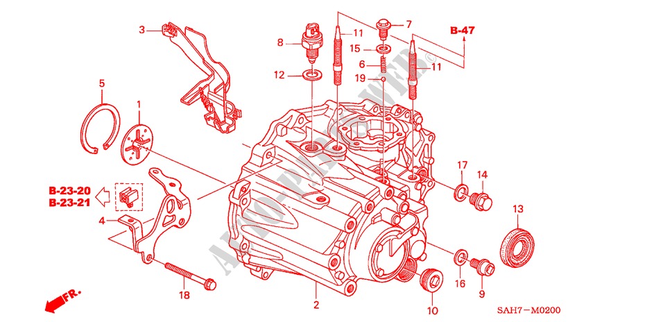 GETRIEBEGEHAEUSE für Honda JAZZ 1.3 LS 5 Türen 5 gang-Schaltgetriebe 2007