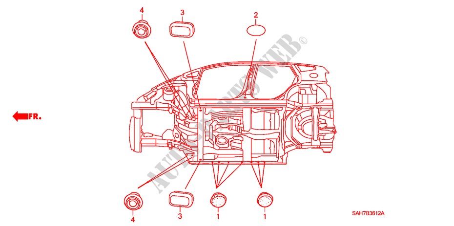 GUMMITUELLE(UNTER) für Honda JAZZ 1.2 LS 5 Türen 5 gang-Schaltgetriebe 2007