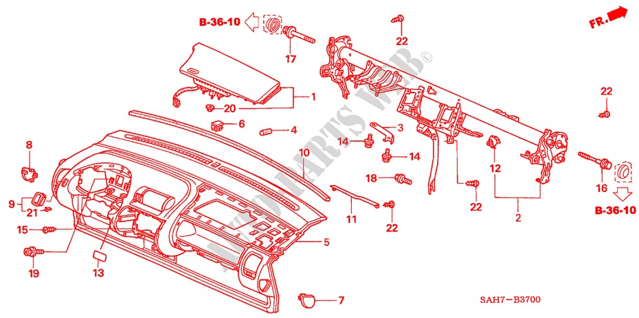 INSTRUMENTENBRETT(LH) für Honda JAZZ 1.2 LS 5 Türen 5 gang-Schaltgetriebe 2007