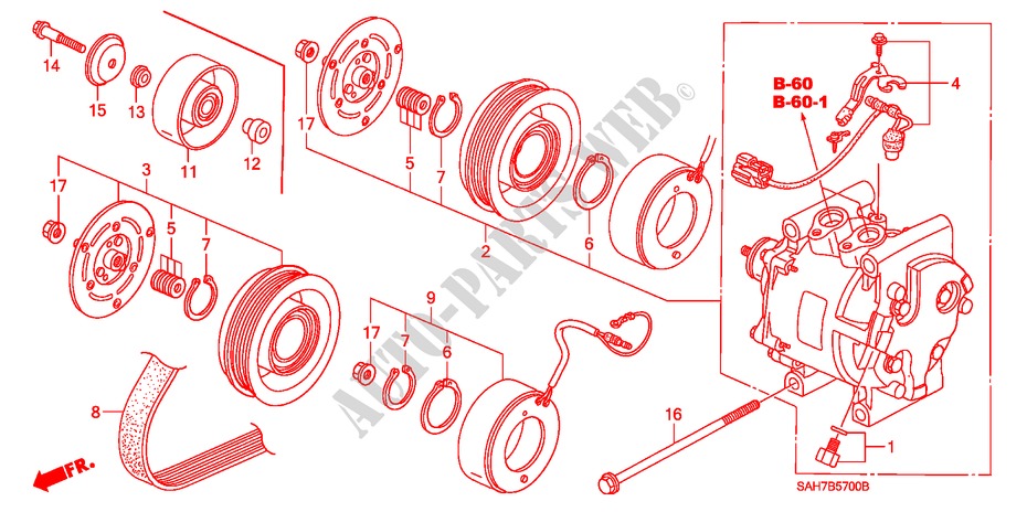 KLIMAANLAGE (KOMPRESSOR) (KEIHIN) für Honda JAZZ 1.2 LS 5 Türen 5 gang-Schaltgetriebe 2007