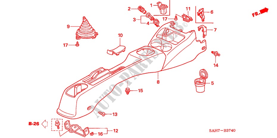 KONSOLE für Honda JAZZ 1.2 LS 5 Türen 5 gang-Schaltgetriebe 2007