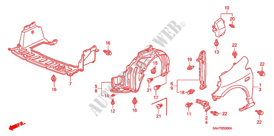 KOTFLUEGEL, VORNE für Honda JAZZ 1.3 LS 5 Türen 5 gang-Schaltgetriebe 2007