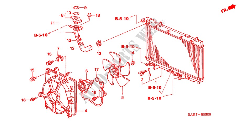 KUEHLER(TOYO RADIATOR) für Honda JAZZ 1.3 LS 5 Türen 5 gang-Schaltgetriebe 2007