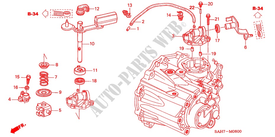 SCHALTHEBEL/SCHALTARM für Honda JAZZ 1.2 LS 5 Türen 5 gang-Schaltgetriebe 2007
