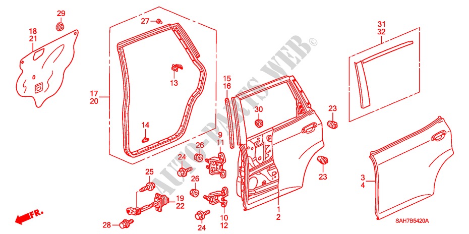 TUERBLECHE, HINTEN für Honda JAZZ 1.2 S-N 5 Türen 5 gang-Schaltgetriebe 2006