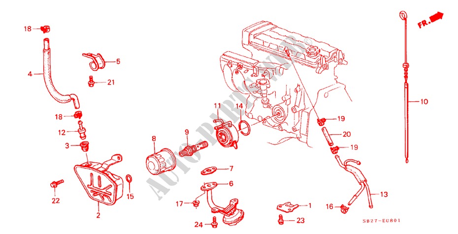 ENTLUEFTUNGSKAMMER/ OELFILTER(1600) für Honda CIVIC CRX 1.6I-16 3 Türen 5 gang-Schaltgetriebe 1987
