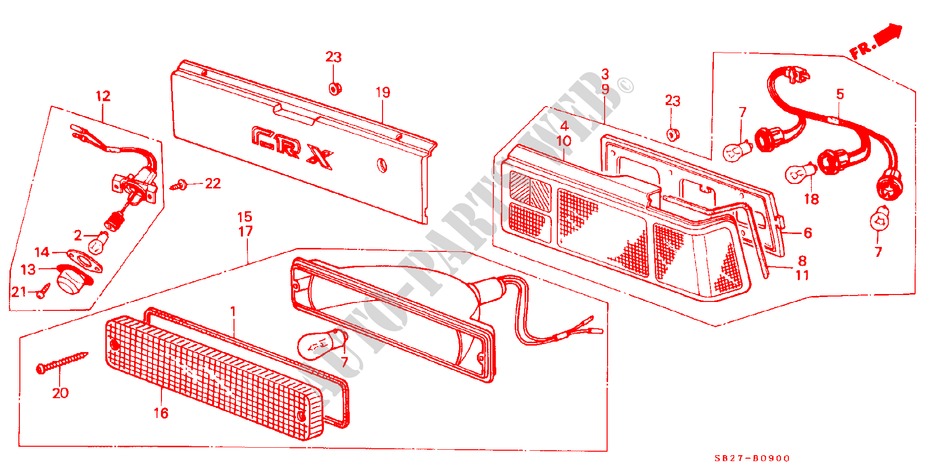HECKLEUCHTE für Honda CIVIC CRX 1.5I 3 Türen 5 gang-Schaltgetriebe 1985