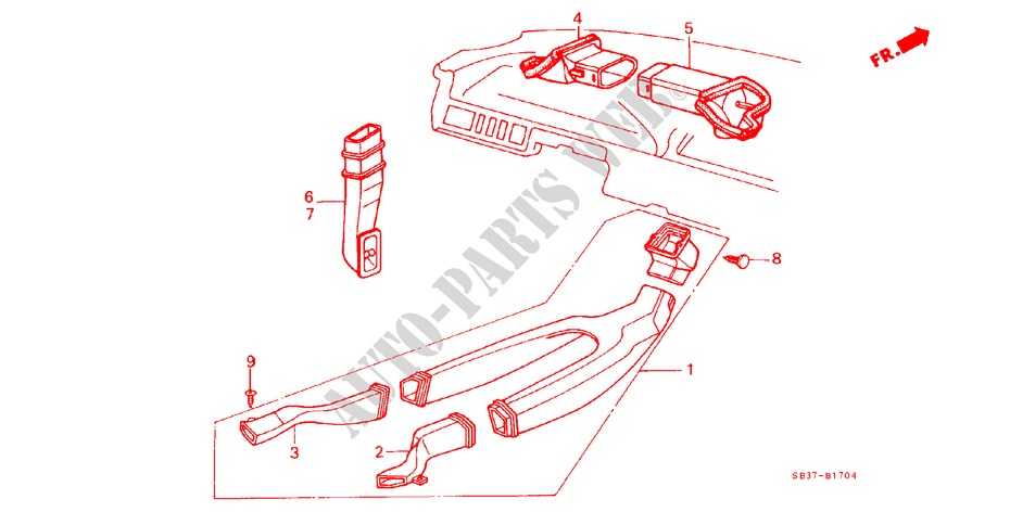 HEIZUNGSSCHACHT für Honda CIVIC GT 3 Türen 5 gang-Schaltgetriebe 1987