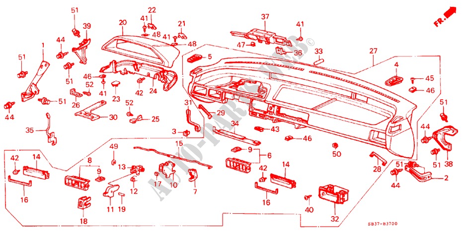 INSTRUMENTENBRETT für Honda CIVIC DX 3 Türen 3 gang automatikgetriebe 1987