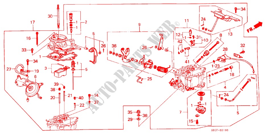 VERGASER für Honda CIVIC DX 4 Türen 5 gang-Schaltgetriebe 1984