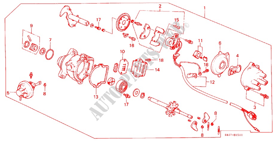 VERTEILERBAUTEILE (TEC) für Honda CIVIC GL 3 Türen 3 gang automatikgetriebe 1985