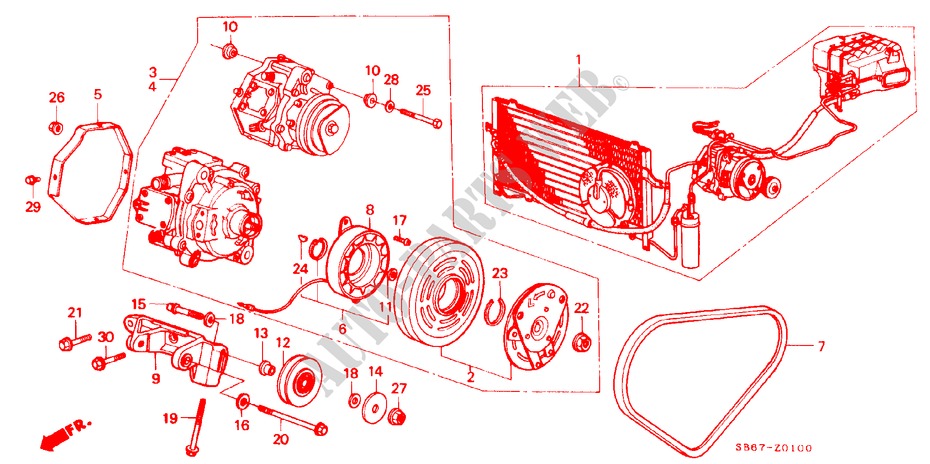 KLIMAANLAGE (KOMPRESSOR) für Honda CIVIC SHUTTLE DX 5 Türen 5 gang-Schaltgetriebe 1985