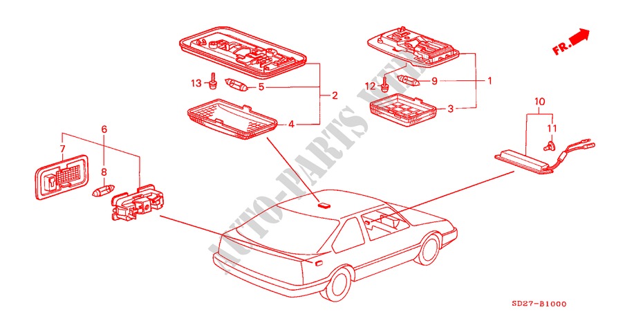INNENLEUCHTE für Honda INTEGRA EX16 5 Türen 5 gang-Schaltgetriebe 1988