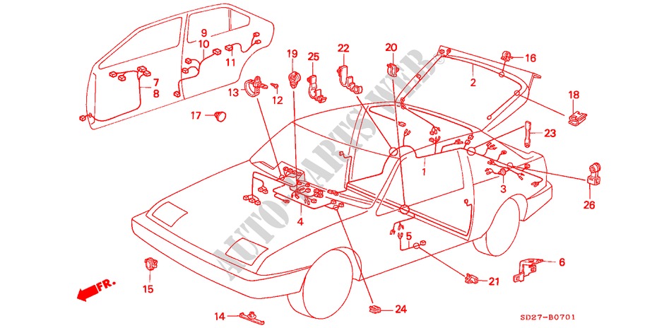 KABELBAUM(2) für Honda INTEGRA EX16 5 Türen 5 gang-Schaltgetriebe 1988