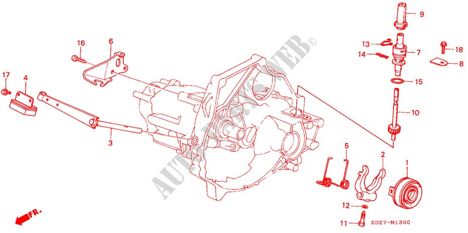 KUPPLUNGSFREIGABE/ DREHZAHLMESSERGETRIEBE(PGM FI) für Honda INTEGRA EX16 5 Türen 5 gang-Schaltgetriebe 1988