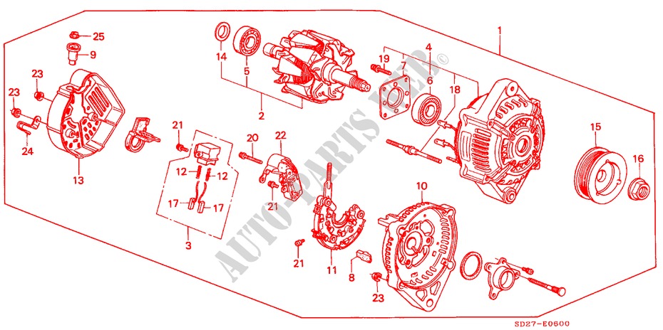 LICHTMASCHINE für Honda INTEGRA EX16 5 Türen 5 gang-Schaltgetriebe 1988