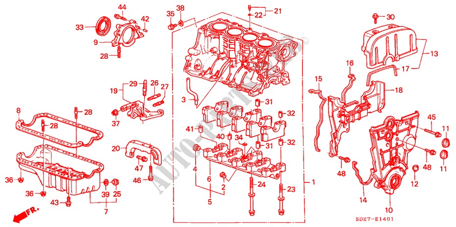 ZYLINDERBLOCK/OELWANNE (PGM FI) für Honda INTEGRA EX16 5 Türen 5 gang-Schaltgetriebe 1988
