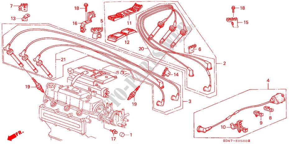 HOCHSPANNUNGSKABEL/ ZUENDKERZE für Honda LEGEND V6 2.7I 4 Türen 5 gang-Schaltgetriebe 1988
